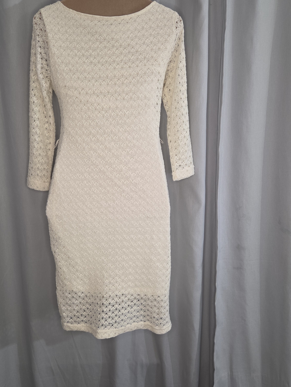 Sharagano Dress Size 10 Cream Crochet Knit Women's Dress - Picture 3 of 6